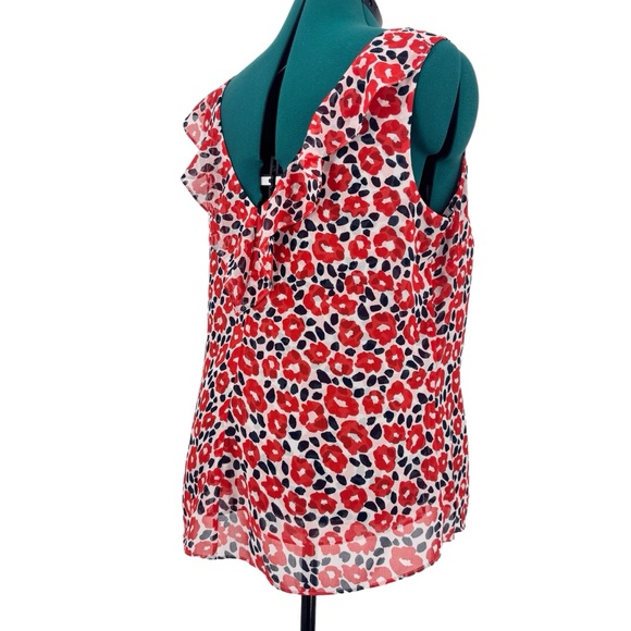 Cabi Flipside Blouse #5356, Abstract Poppy Print Sleeveless Top, Large - Picture 12 of 17